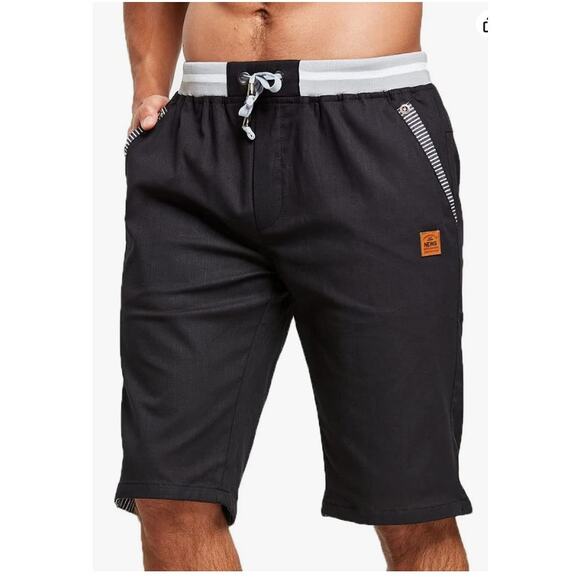 Mens Shorts Casual Classic Shorts Elastic Waistband Pockets Size Large - Picture 2 of 10